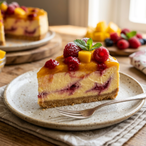Recette de Cheesecake Mangue Framboise